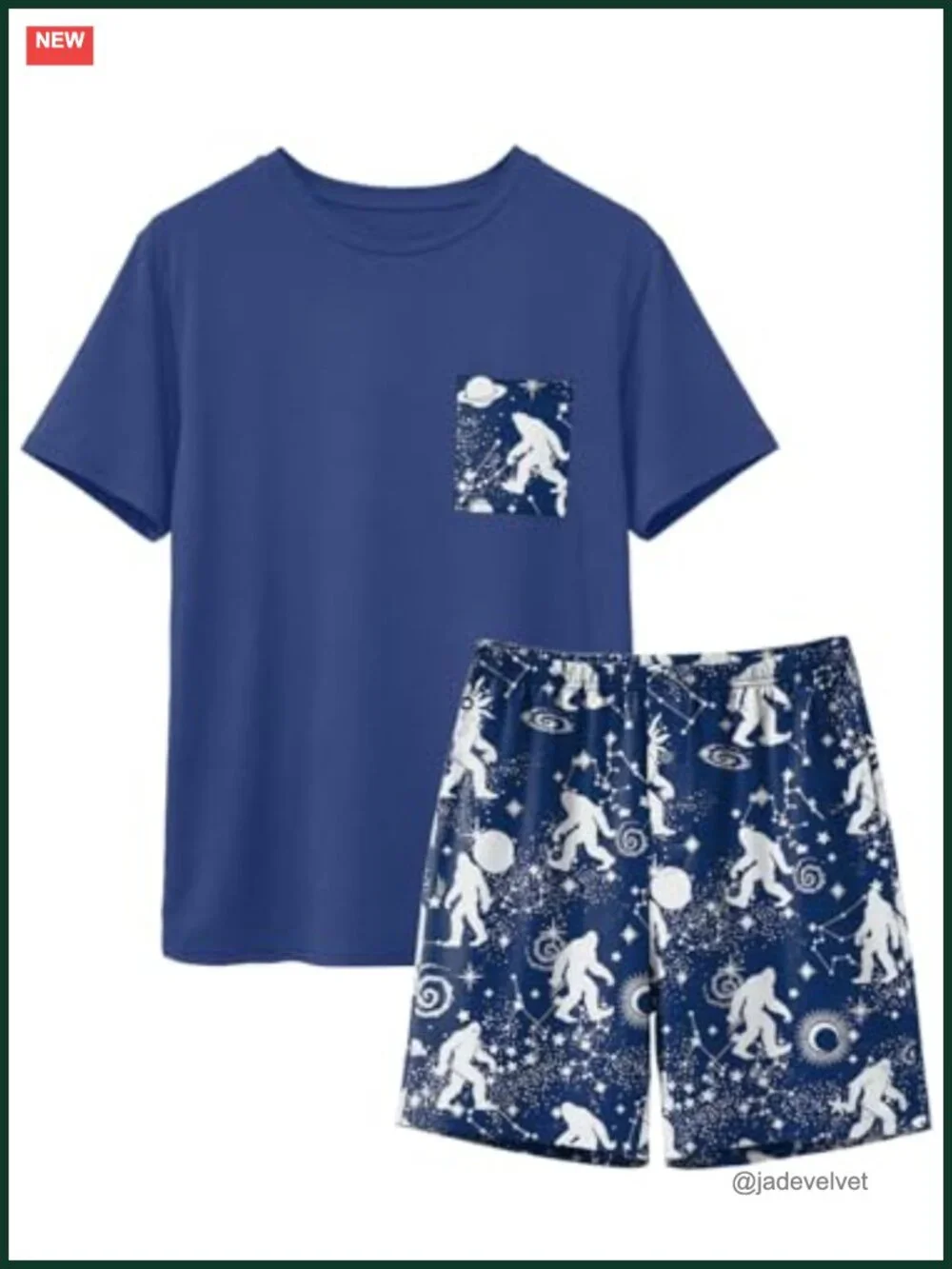 Men's Pajama Set Sleepwear Short Sleeve Comfy Soft Sleep Set with Pockets